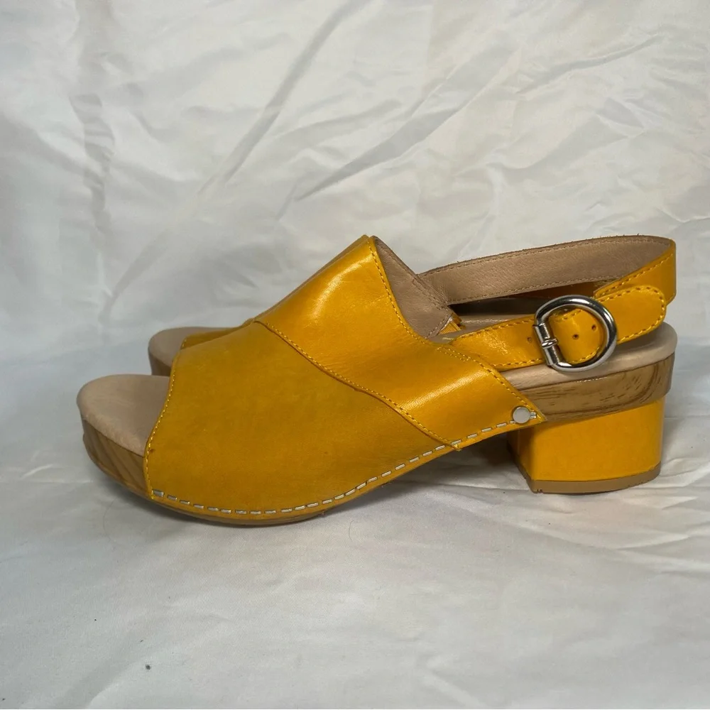 Dansko 3625461500 Womens Yellow Mango Leather Madalyn Slingback Sandals Size 39 - Picture 7 of 12